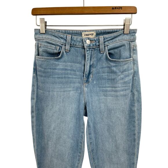 L’Agence Bell High Rise Flare Jeans Light Wash Blue Cloud Size 26 - Picture 2 of 10